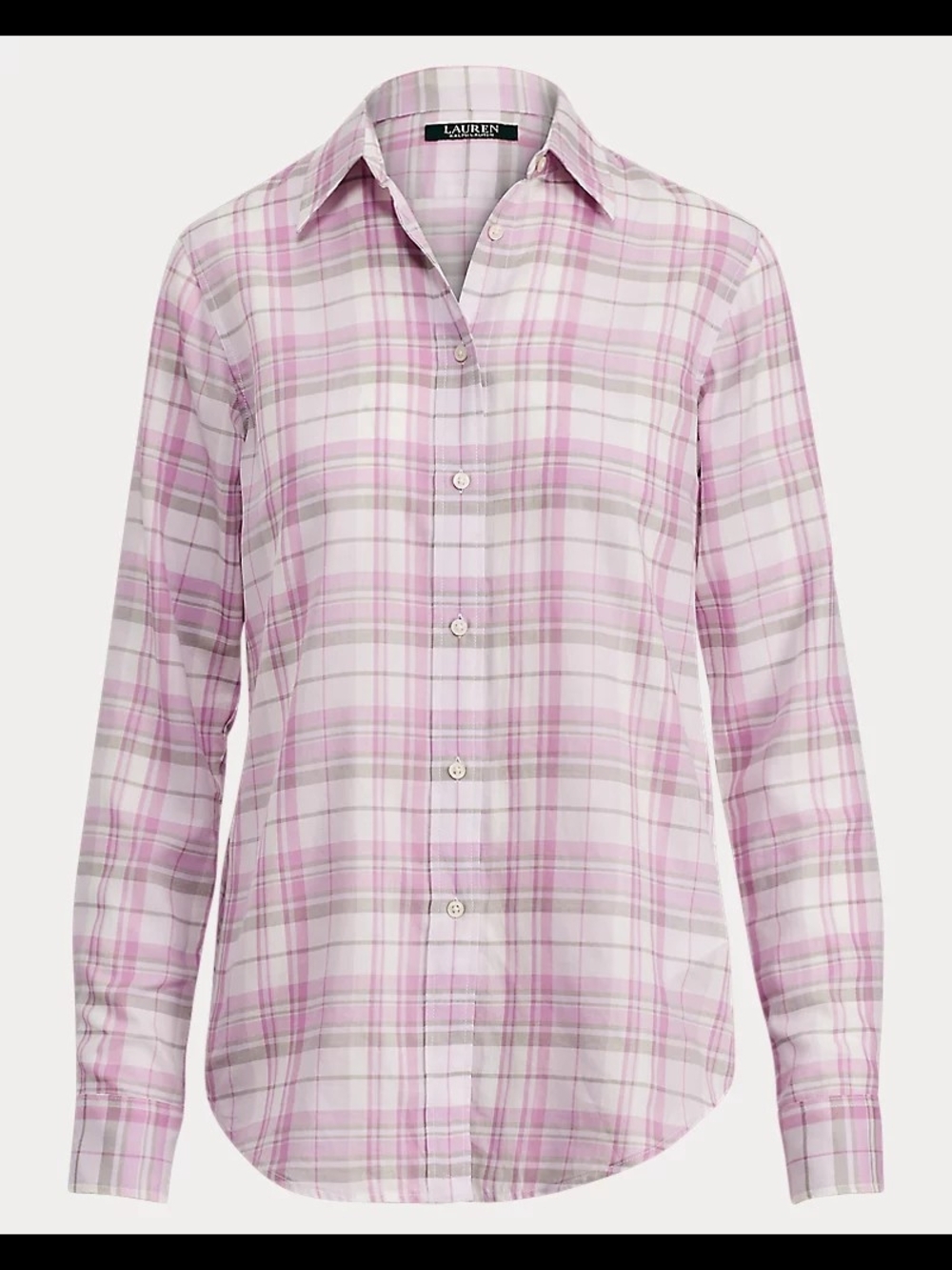 Lauren Ralph Lauren Light Pink and White Plaid Button-Down Shirt